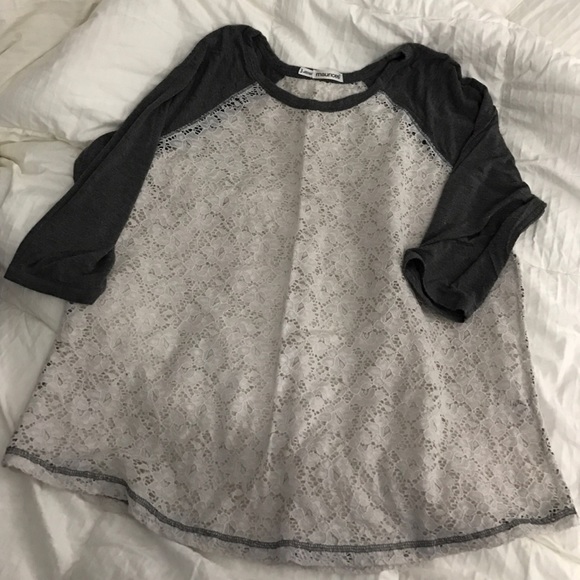 Maurice's-Grey 3/4 sleeve with White Lace