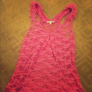 Magenta lace tank top