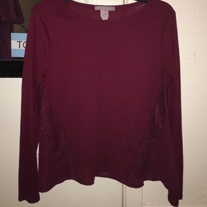 Burgundy long sleeve blouse
