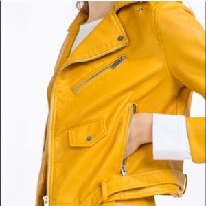 Faux yellow leather Zara moto jacket