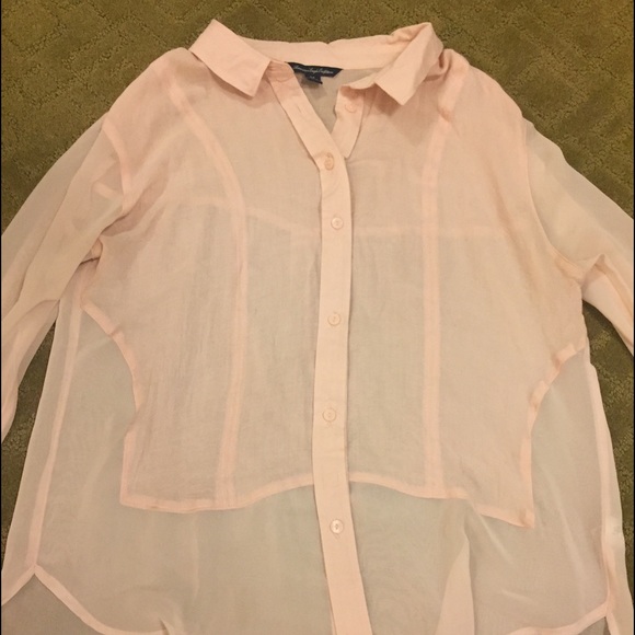 New sheer pink button up blouse