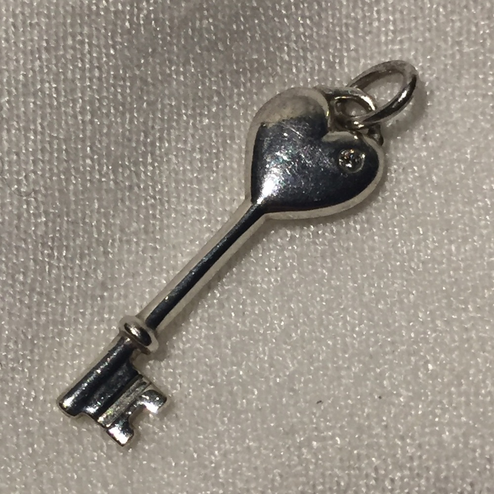 Tiffany Diamond Heart Key Charm Mini - Retired