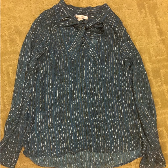 Navy blue polka-dot blouse