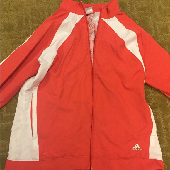 Red and white Adidas sports jacket