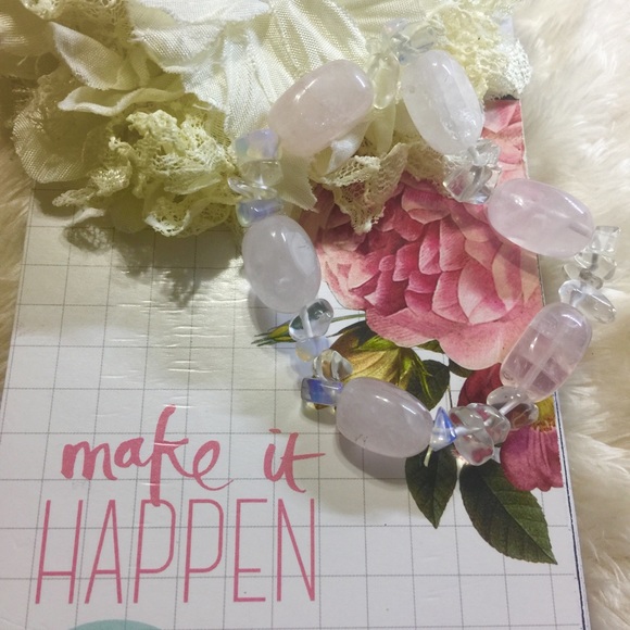 Genuine Rose Quartz & Moonstone bracelet [JW-67] - Picture 4 of 4