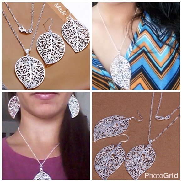 ✨Silver Plated Leaf Shaped Jewelry Set ✨ - Picture 3 of 8
