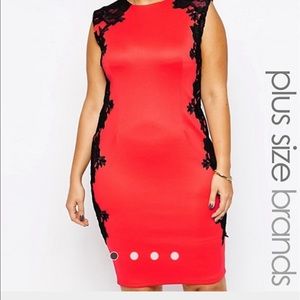 AX Paris Plus Size Dress with Lace Panels