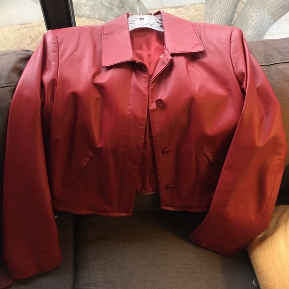 Newport News red leather jacket