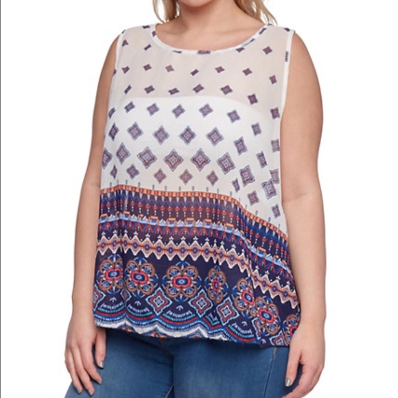 2 for 1 - Mixed Paisley Tank Top w/ Split Back