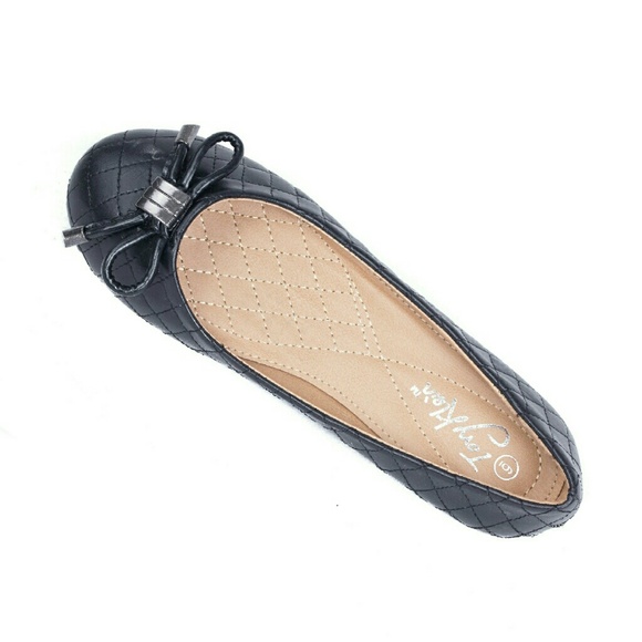 Women Ballet Flats with Bow, b-1608, Black - Picture 2 of 4