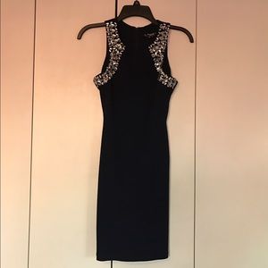 Fitted Navy Blue Prom Dress with Jewels