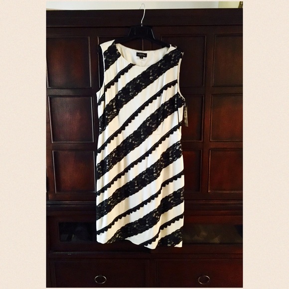 Tahari Black Lace Ribbon Dress