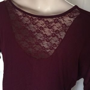 Merlot colored lace back top