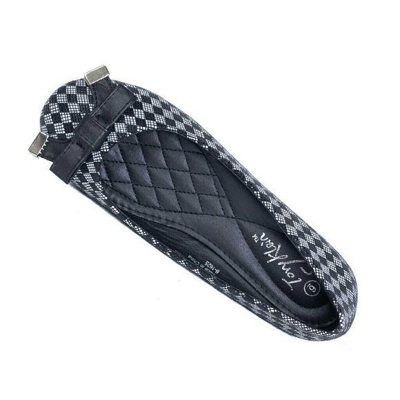 Women Ballet Flats with Bow, b-1625, Black - Picture 2 of 4