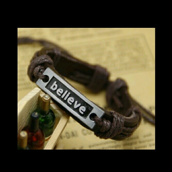 Jewelry - Handmade leather BELIEVE bracelets