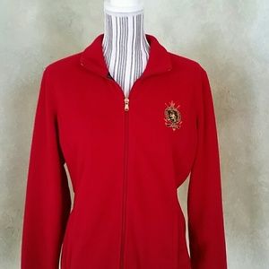 RALPH LAUREN RED FLEECE ZIP UP JACKET
