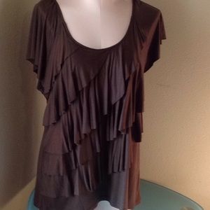 Beautiful ruffled brown blouse!