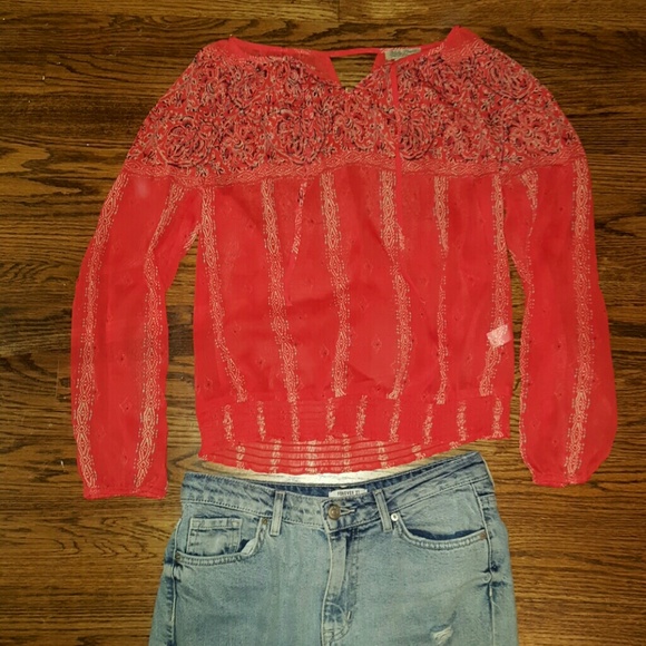 Lucky Brand Bohemian Sheer Printed Flowy Blouse