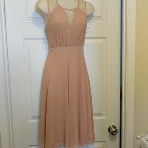 Blush Pink Flowy Lace Top Dress