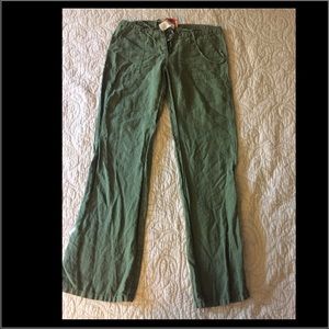 Army green linen pants
