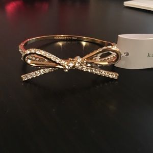 Kate Spade Skinny Mini Pave Bow Bangle Clear/Gold