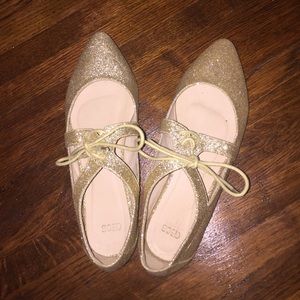 Asos gold glitter flats size 9