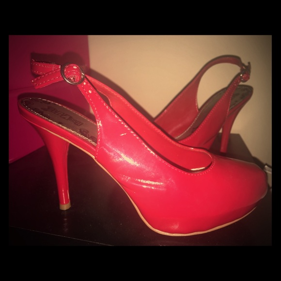 Red Patent Leather Slingback Heel