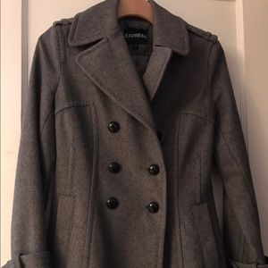 Express wool peacoat with ruffle back