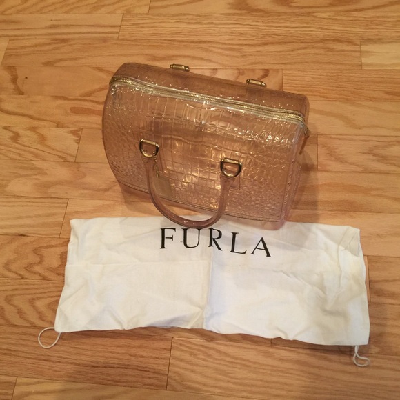 Embossed Croc Furla Candy Satchel Bag