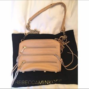 Rebecca Minkoff zipper crossbody: nude and gold