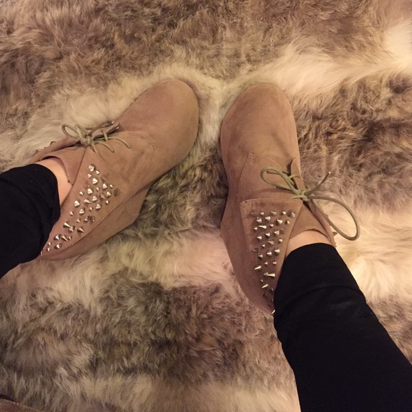 Faux Suede Wedges with Studs