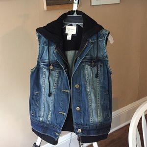 Jean Vest with Black Hoodie