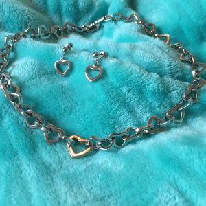 Heart link necklace & earrings set Gold & silver ❤