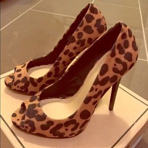 Asos leopard open toe high heels