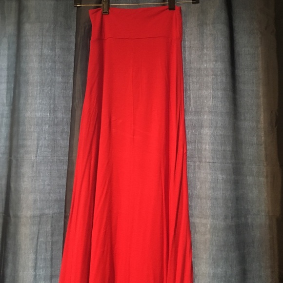 Red maxi skirt