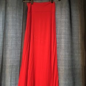 Red maxi skirt
