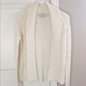 LOFT winter white cable knit sweater