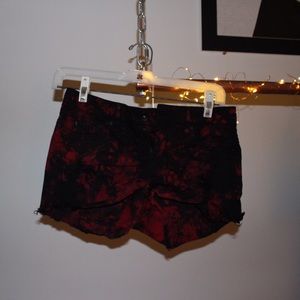 Black and red tie dye shorts