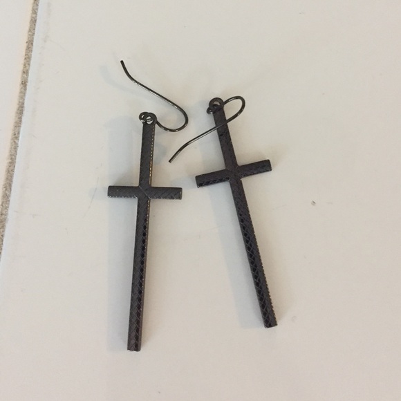 Black Cross Earrings