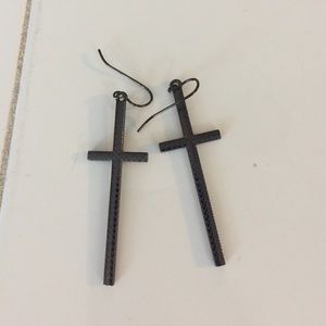 Black Cross Earrings