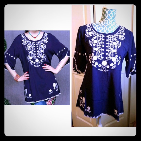 New Boho Embroidered Top