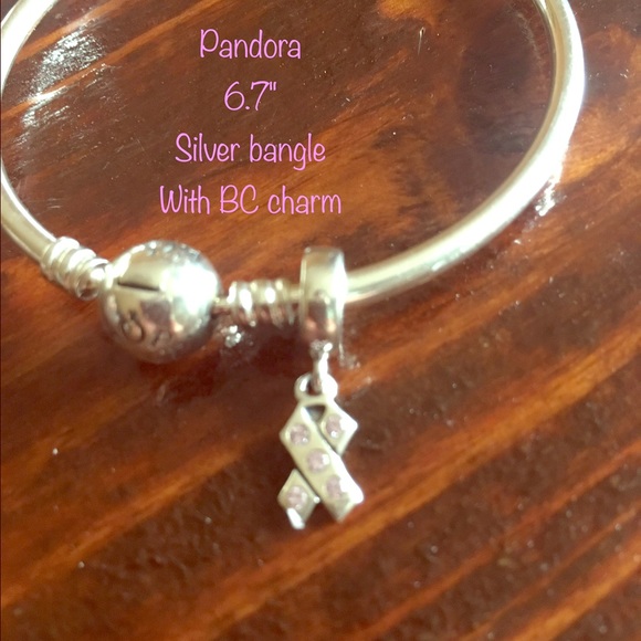Pandora Silver Bangle Bracelet WITH silver charm