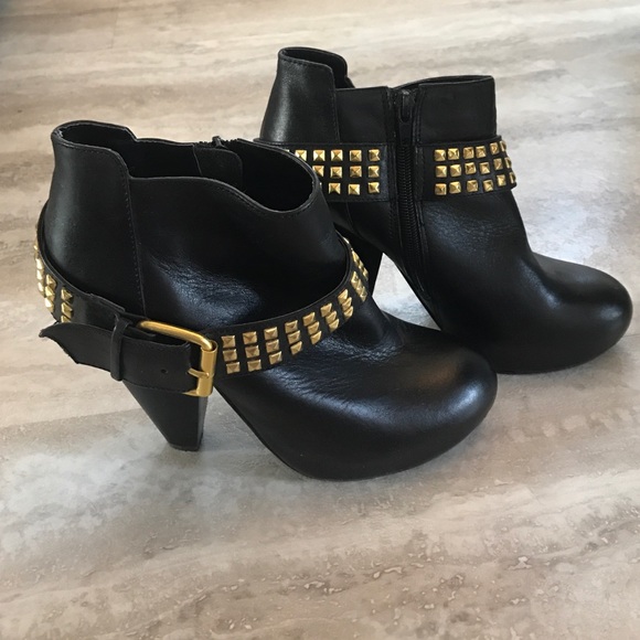 black boots gold studs