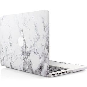 White Marble Print Matte Rubber Coated Hard Case