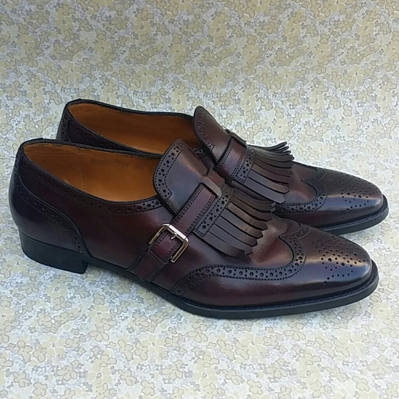 Ralph Lauren Purple Label Shoes - Ralph Lauren Burgundy Wingtip Strap Loafers