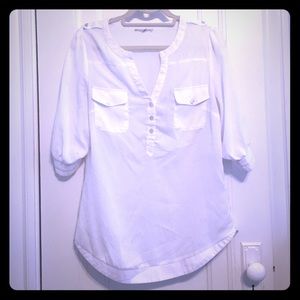 Silky white safari blouse with great details!