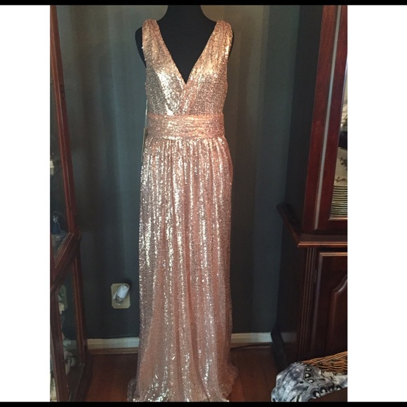 Sequin Rose Gold Evening Dress Final Markdown
