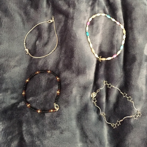 Set of 4 ankle bracelets