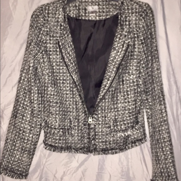 Black/white tweed zip up jacket - Picture 2 of 3