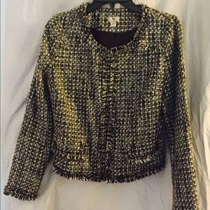 Black/white tweed zip up jacket